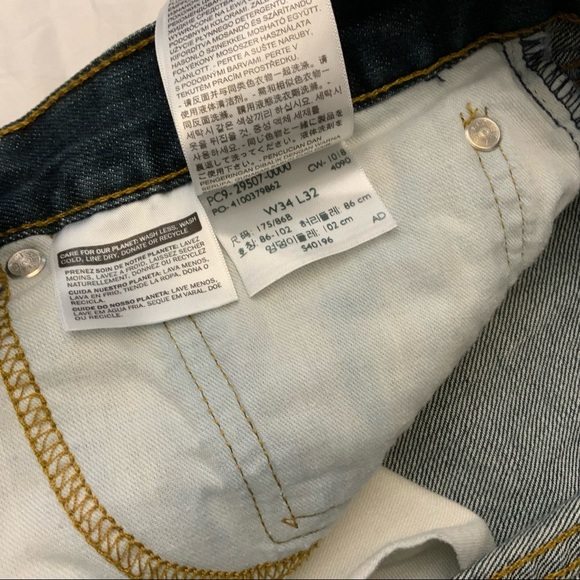 Levi Strauss 502 Dark Wash Taper Straight Leg Jeans 100% Cotton 34x29 Actual - Picture 8 of 15